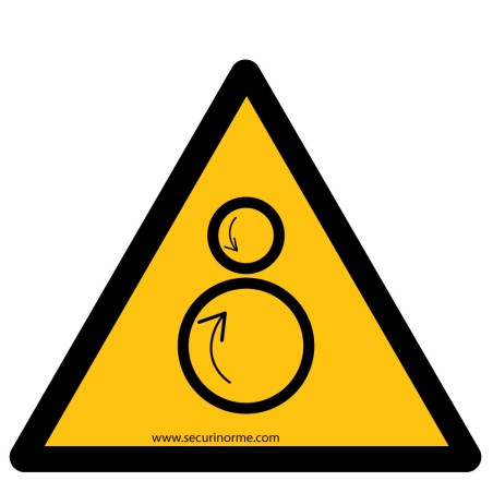 Rouleau mini pictogramme de danger "Rouleaux contrarotatifs"- ISO 7010