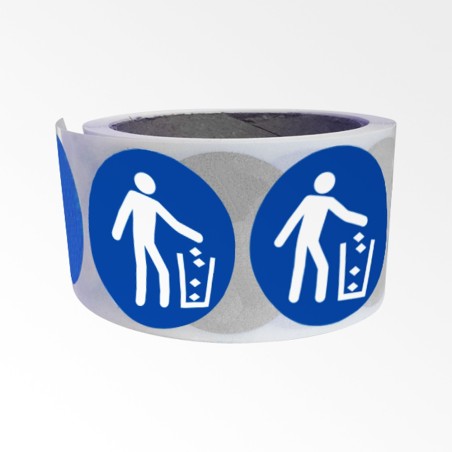 Rouleau de Pictogrammes d'Obligation ISO 7010 "Utiliser la poubelle" M030