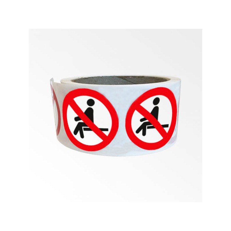 Rouleau de Pictogrammes d'Interdiction ISO EN 7010 "Interdiction de s'asseoir" P018