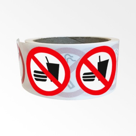 Rouleau de Pictogrammes d'Interdiction ISO EN 7010 "Interdiction de manger et boire" P022