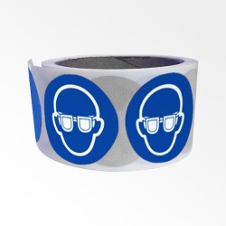 Rouleau de Pictogrammes d'Obligation ISO EN 7010 "Lunettes de protection obligatoires" M004
