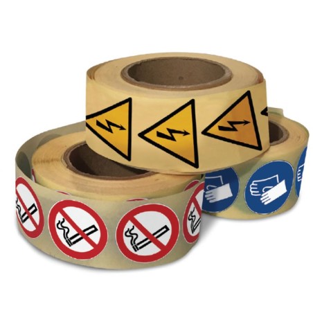 Rouleau Mini Pictogramme d'obligation 'Vêtements de protection" Vinyle ⌀25