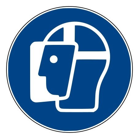 Rouleau Mini Pictogramme d'obligation 'Visière de protection" Vinyle ⌀25