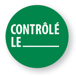 Pastilles d'inspection - Contrôlé le - Ahésif permanent - Diamètre 40 mm - Rouleau de 500