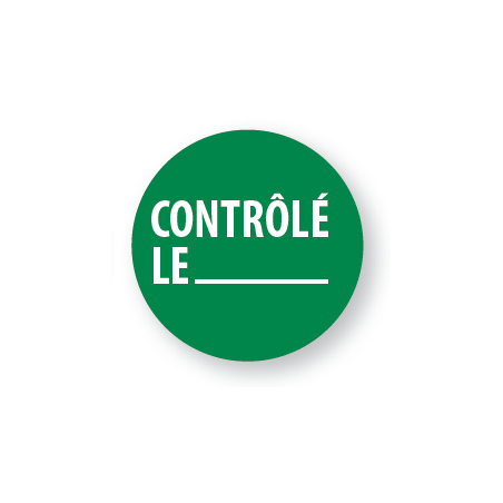 Pastilles d'inspection - Contrôlé le - Ahésif permanent - Diamètre 40 mm - Rouleau de 500