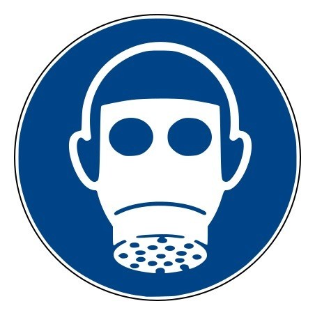 Rouleau Mini Pictogramme d'obligation 'Protection des voies respiratoires" Vinyle ⌀25