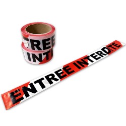 Barrière de sécurité - Ruban de chantier "Entrée interdite" NF P98-465 - 100m x 50mm - Polyéthylène