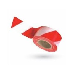 Barrière de sécurité - Ruban de signalisation hachuré rouge/blanc - Dimensions 50 mm x 100 m - Polyéthylène BD