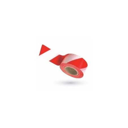 Barrière de sécurité - Ruban de signalisation hachuré rouge/blanc - Dimensions 50 mm x 100 m - Polyéthylène BD