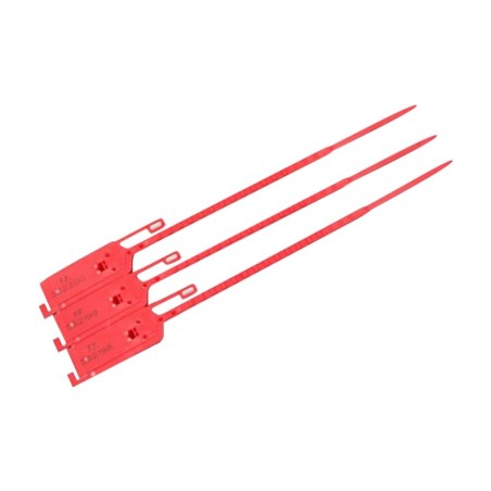 Scellés de Sécurité - Tear Off Latéral, Rouge - 285mm - Polypropylène - par 100