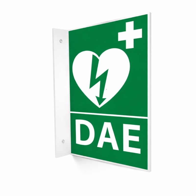 Signalétique DAE en vinyle et support PVC pour fixation murale