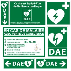 Signalétique DAE - Kit Complet Défibrillateur - Vinyle et PVC