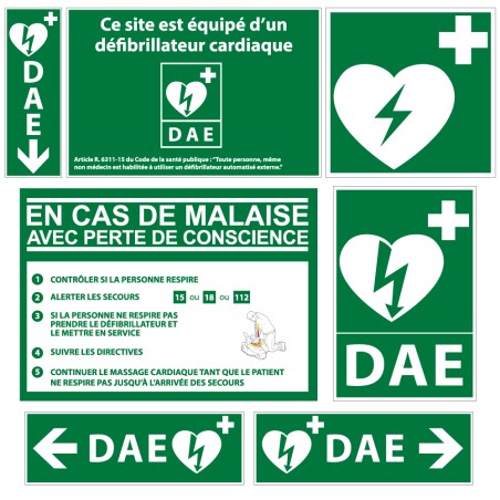 Signalétique DAE - Kit Complet Défibrillateur - Vinyle et PVC
