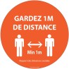 Autocollant ou Panneau - Gardez 1m de distance orange - Diamètre 100/200/315 mm