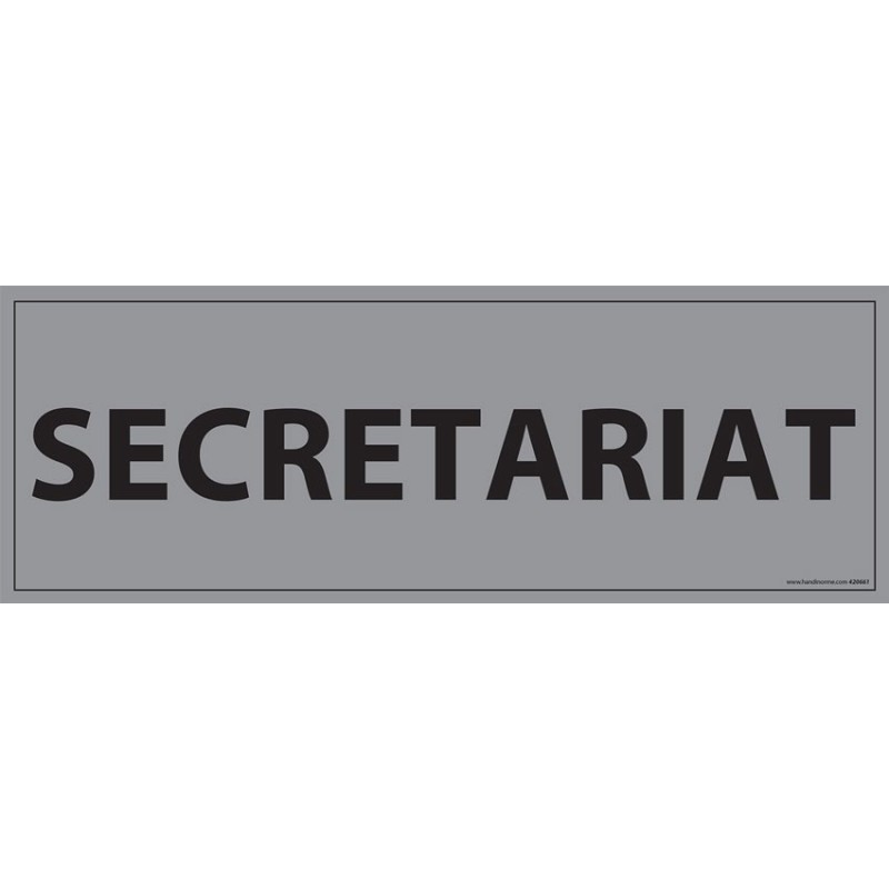 Signalisation d'information "SECRETARIAT"- 210 x 75 mm fond gris