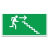 Panneau évacuation - Homme qui descend l'escalier, flèche à droite