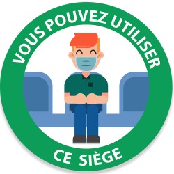 Adhésif "Vous pouvez utiliser ce siège" en couleurs