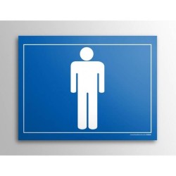 Plaque gravée  WC Homme bleu