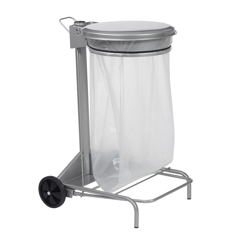 Support mobile pour sac poubelle milieu alimentaire 