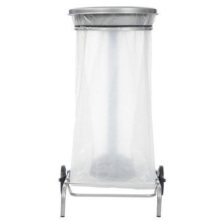 Support mobile pour sac poubelle - 50 L - Gris métal