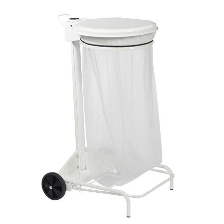Support mobile pour sac poubelle - 50 L - Gris métal