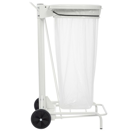 Support mobile pour sac poubelle - 50 L - Gris métal