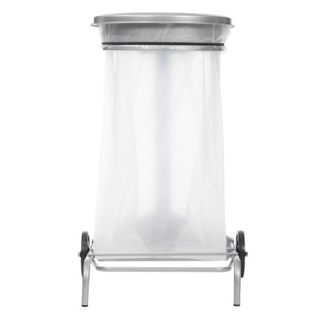 Support mobile pour sac poubelle - 50 L - Gris métal