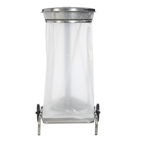 Support mobile pour sac poubelle - 50 L - Gris métal