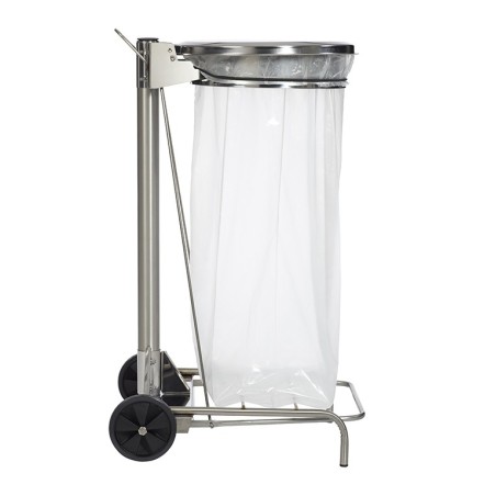 Support mobile pour sac poubelle - 50 L - Gris métal