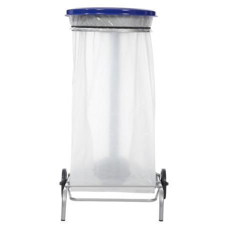 Support mobile pour sac poubelle - 50 L - Gris métal