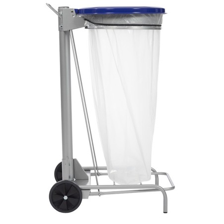 Support mobile pour sac poubelle - 50 L - Gris métal