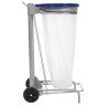 Support mobile pour sac poubelle - 50 L - Gris métal