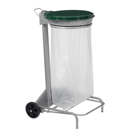 Support mobile pour sac poubelle - 50 L - Gris métal