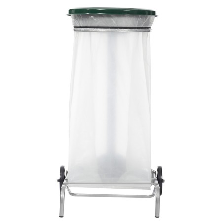 Support mobile pour sac poubelle - 50 L - Gris métal