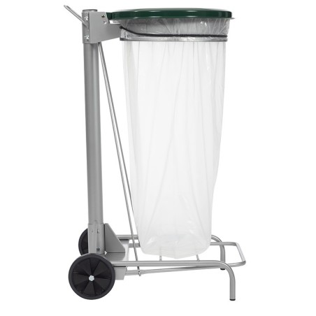 Support mobile pour sac poubelle - 50 L - Gris métal