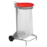Support mobile pour sac poubelle - 50 L - Gris métal