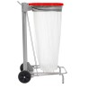Support mobile pour sac poubelle - 50 L - Gris métal