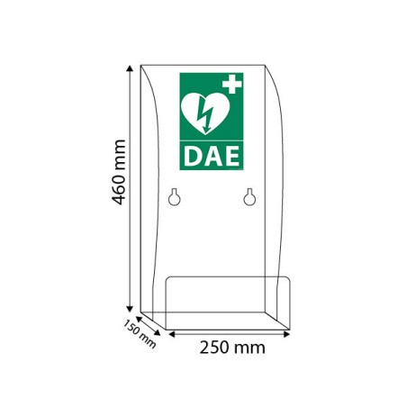 Support mural pour défibrillateur avec signalétique DAE - 460 x 250 x 150 mm - Plastique transparent