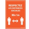Panneau/Autocollant d'information - Respectez les distances sociales - Orange