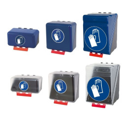 Boîte de rangement EPI pour Gants de protection - Bleue ou transparente - ABS