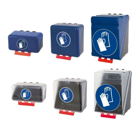 Boîte de rangement EPI pour Gants de protection - Bleue ou transparente - ABS