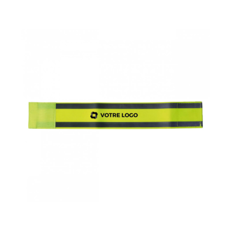 Brassard de sécurité - Porte badge jaune rétroréfléchissant - 9 x 50 cm - Polyester