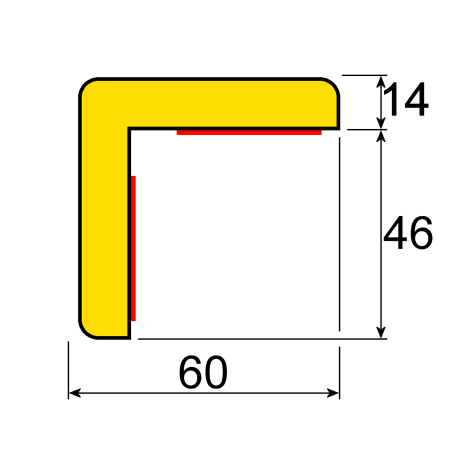 Profil butoir flexible jaune et noir 1 m - modèle H+