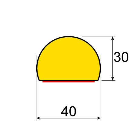 Butoir - Demi-cercle flexible jaune et noir - Longueur 1 m - Mousse polyuréthane.