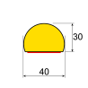 Butoir - Demi-cercle flexible jaune et noir - Longueur 1 m - Mousse polyuréthane.