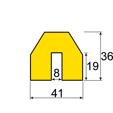 Butoir - Flexible ultra visible jaune et noir - Longueur 1 m - Mousse polyuréthane expansée