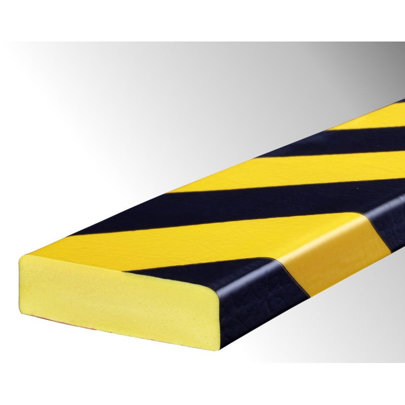 Butoir - Profil de protection murale flexible jaune et noir - Longueur 1 m - Mousse polyuréthane