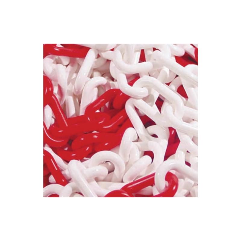 Chaîne de Signalisation de Chantier - Rouge et Blanc - 6 mm - Polyéthylène HD