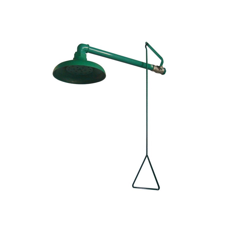 Douche de Sécurité - Murale Intérieure - Normes EN 15154-1 et NF X 15-221 - Pomme en ABS Vert