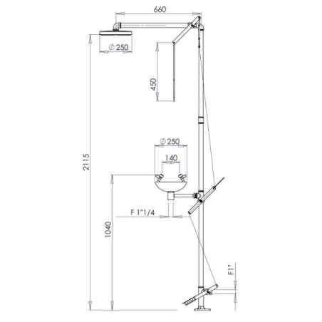 Douche et Lave-oeil Sécurité - Combiné Intérieur et extérieur - Normes EN  - Acier Galvanisé
